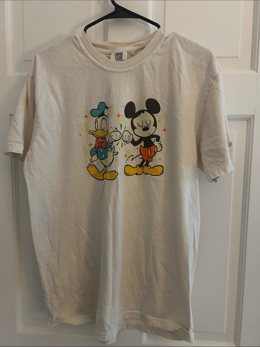 Comfort Colors Cream Kids T‑Shirt with Mickey & Donald Graphic